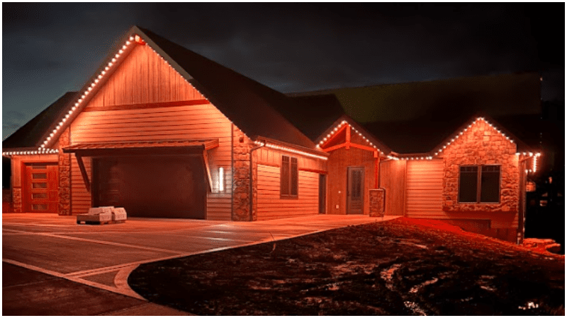 Residential property with smart home holiday lights installed